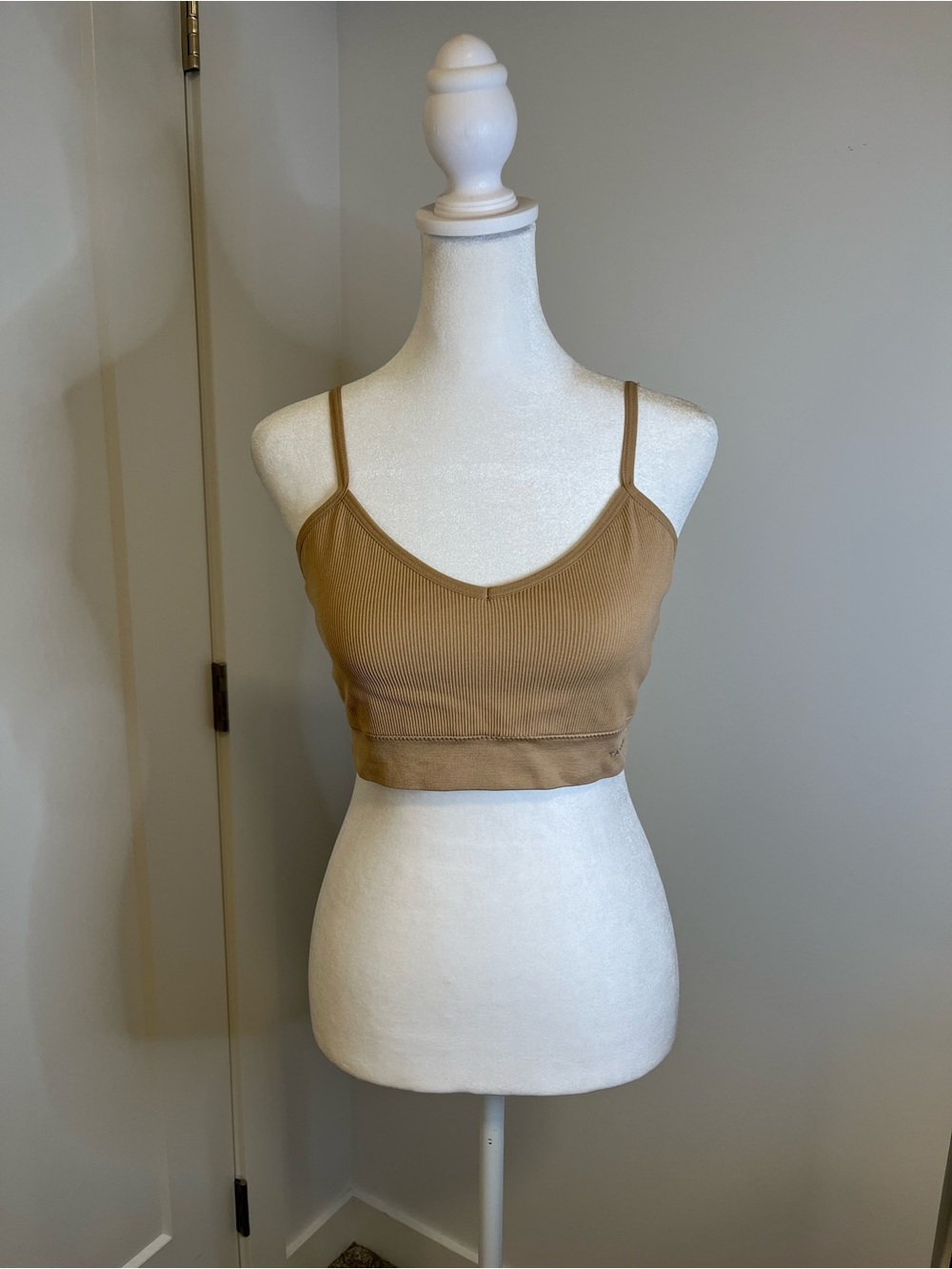 TAHARI Ribbed Cropped Tan Cami Tank  - FREE SHIPPING on Bundles $95+